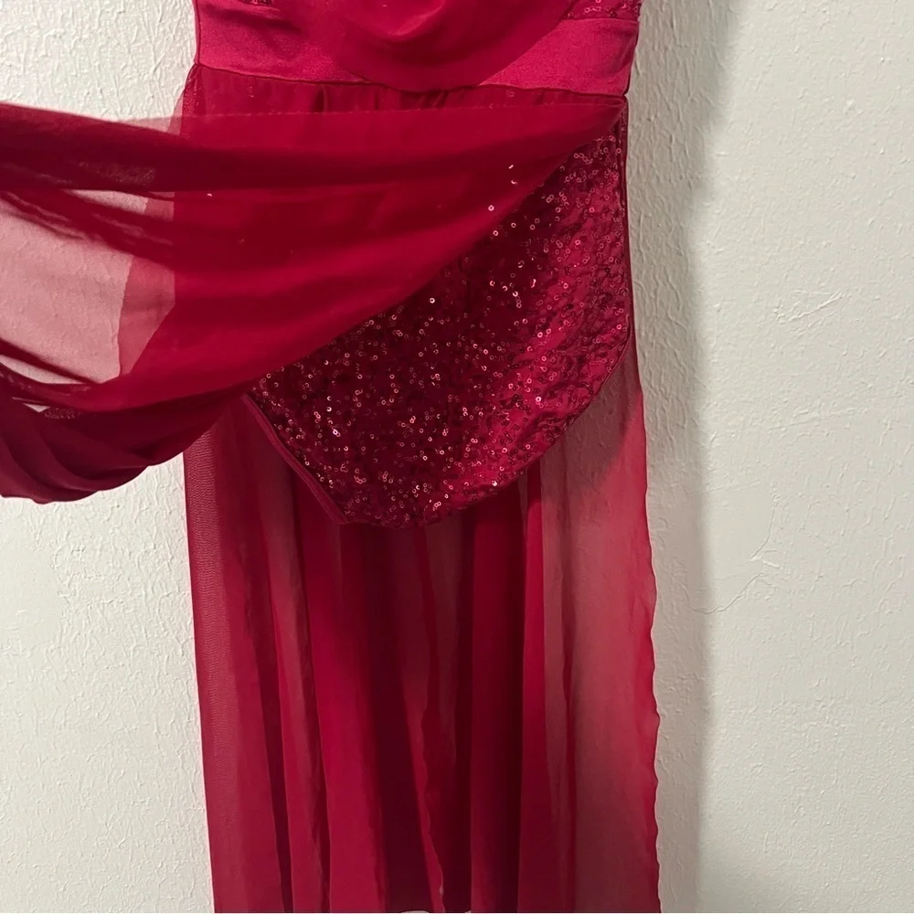 Weissman Baby Hold On LC Large (12-14) Red D13004 Sequin Performance Leotard EUC